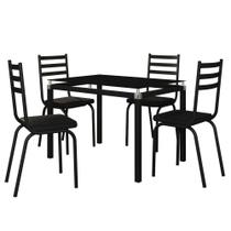 Jogo de Mesa Malva 107cm e 4 Cadeiras 118 Preto - Artefamol