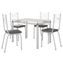 Jogo de Mesa Malva 107cm e 4 Cadeiras 119 Branco/Platina - Artefamol