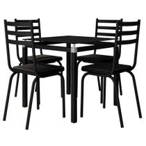 Jogo de Mesa Malva 75cm e 4 Cadeiras 118 Preto - Artefamol