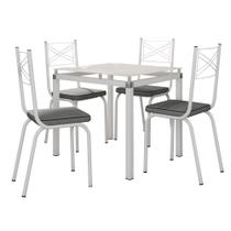 Jogo de Mesa Malva 75cm e 4 Cadeiras 119 Branco/Platina - Artefamol