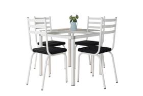 Jogo de Mesa Malva Branco 75cm com 4 Cadeiras 118 Branco/Preto - Artefamol