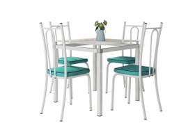 Jogo de Mesa Malva Branco 75cm com 4 Cadeiras 123 Branco/Azul Turquesa - Artefamol