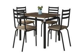 Jogo de Mesa Malva Preto 91cm x 68cm com 4 Cadeiras 118 Preto/Rattan - Artefamol