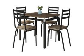 Jogo de Mesa Malva Preto 91cm x 68cm com 4 Cadeiras 118 Preto/Rattan - Artefamol