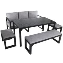 Jogo de Mesa, Namoradeira e Bancos Berlim Impermeável em Alumínio - Trama