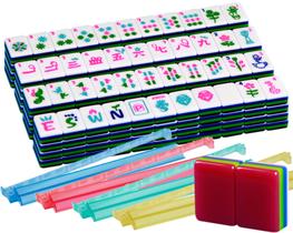 Jogo de Mesa QLKLIKEBF Conjunto de Mahjong Americano com 166 Peças em Acrílico Jogo de Mesa QLKLIKEBF Conjunto de Mahjong Americano com 166 Peças em Acrílico