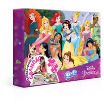 Jogo de Mesa Quebra Cabeça Grandão com 48 PÇ Grande Princesas Disney Toyster