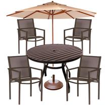 Jogo de Mesa Resistente Sol Chuva Maresia Alumínio + 4 Cadeiras Tela Sling NossaKasa Jogo de Mesa Resistente Sol Chuva Maresia Alumínio + 4 Cadeiras Tela Sling NossaKasa