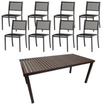 Jogo de Mesa Retangular 8 Lugares para Sala Jantar e Jardim