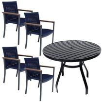 Jogo De Mesa Ripada 1,00m 4 Poltronas Amélia Corda Náutica Para Jantar Jardim Piscina Azul Jogo De Mesa Ripada 1,00m 4 Poltronas Amélia Corda Náutica Para Jantar Jardim Piscina Azul