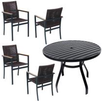 Jogo De Mesa Ripada 1,00m 4 Poltronas Amélia Corda Náutica Para Jantar Jardim Piscina Marrom Jogo De Mesa Ripada 1,00m 4 Poltronas Amélia Corda Náutica Para Jantar Jardim Piscina Marrom