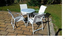 Jogo De Mesa Ripado 4 Cadeiras Sling De Alumínio Piscina