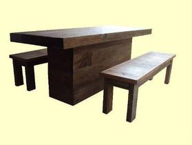 Jogo de Mesa Rústico Luana em Madeira de Demolição - Cód 1847