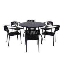 Jogo de Mesa sem Giro Alumínio 6 Cadeiras Lavanda Corda Náutica Jogo de Mesa sem Giro Alumínio 6 Cadeiras Lavanda Corda Náutica