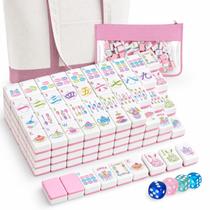Jogo de Mesa Soulchen Mahjong Conjunto com 168 Peças e Bolsa de Transporte Jogo de Mesa Soulchen Mahjong Conjunto com 168 Peças e Bolsa de Transporte