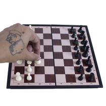 Jogo de mesa tabuleiro de xadrez magnetico 23,7x23,7cm dobrável caixa