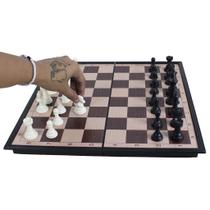 Jogo de mesa tabuleiro de xadrez magnetico 39x39cm dobravel