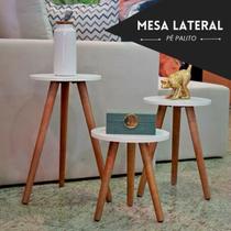 Jogo De Mesas Trio Mesa Redonda Pé Palito Retro