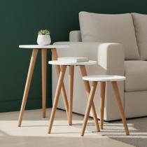 Jogo De Mesas Trio Mesa Redonda Pé Palito Retro