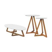 Jogo de Mezanino Lateral com Mesa de Centro Juventus Branco Nature