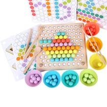 Jogo de miçangas de madeira Peg Board QZMTOY para crianças