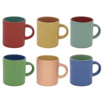 Jogo de Mini Caneca Bicolor Mimo Style 80 ml para Café com 6 Peças