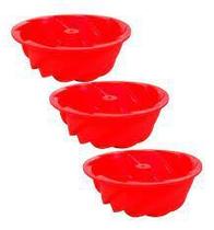Jogo de Mini Forma Redonda em Silicone Vermelha 3PCS