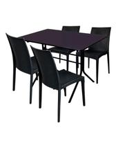 Jogo de Moema 120x70 Preta com 4 Cadeiras Rattan Preta