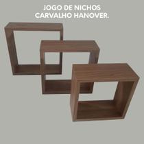 Jogo de nichos quadrados, Carvalho Hanover , 3 peças - Arte Casa