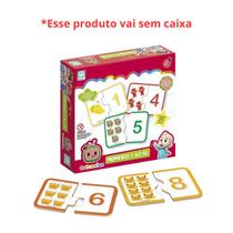 Jogo De Números 1 Ao 10 C/ 20 Peças Desenho Cocomelon Youtube Em Madeira Brinquedo Educativo Pra Crianças Aprenderem Nig