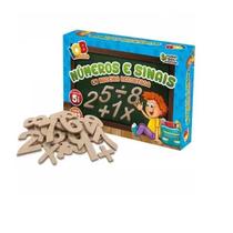 Jogo De Números E Sinais Em Madeira Recortada 112 Peças