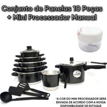 Jogo de Panela 10 Peças Craqueado Mini Processador Manual