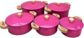 Jogo De Panela 5 Caçarolas Eclipse Alumínio Fundido Grosso Pink