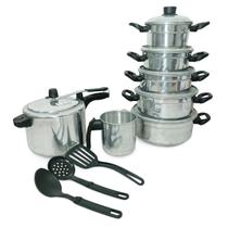 Jogo De Panela 5 Pçs + Fervedor 12 + Panela De Pressão 4,5 L Polida maçãSTORE