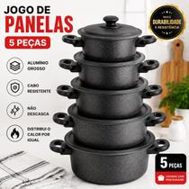 Jogo de panela 5 peças craqueado premium forte alumínio reforçado Jogo de panela 5 peças craqueado premium forte alumínio reforçado