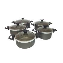 Jogo de Panela 5P anteaderente com tampa de Vidro