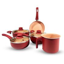 Jogo de Panela 5pçs Fundo Triplo de Indução Fascino Vermelho