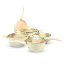 Jogo de Panela 5peças Fundo Triplo de Indução Incanto Creme