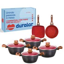 Jogo de Panela 6 Pç Revestimento Cerâmica Red Marble Indução Fogão Cooktop Vermelho Duralar Jogo de Panela 6 Pç Revestimento Cerâmica Red Marble Indução Fogão Cooktop Vermelho Duralar