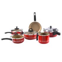 Jogo De Panela 6 Peças Com Panela De Pressão 3L vermelho