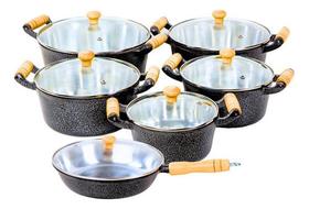 Jogo De Panela Alumínio Batido Com Frigideira Fundida 6pçs