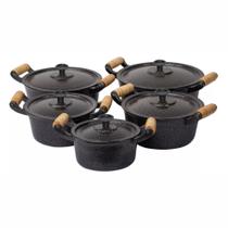 Jogo De Panela Alumínio Fundido Batido Grosso Craqueado Preto 5 Peças Pomel Preto
