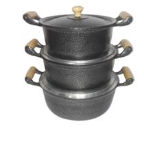Jogo de Panela Aluminio Fundido Batido Polido Grosso Preto Craqueado