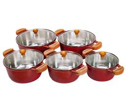 Jogo de panela aluminio grosso batido vermelha tampa vidro Jogo de panela aluminio grosso batido vermelha tampa vidro