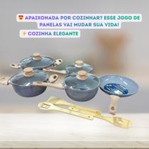 Jogo de Panela Antiaderente com Cabo de Madeira 8 Peças Cozimento Saudável Design Moderno Cozinha Presente Prático Sortida Jogo de Panela Antiaderente com Cabo de Madeira 8 Peças Cozimento Saudável Design Moderno Cozinha Presente Prático Sortida