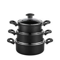 Jogo de Panela Antiaderente Com Tampa De Vidro Nº 18/20/22