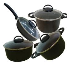 Jogo de Panela Antiaderente Preto com Tampa de Vidro 4 Un