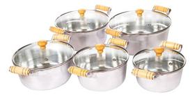 Jogo De Panela Batido Alumínio Fundido Puro Tampa Vidro 5pçs Jogo De Panela Batido Alumínio Fundido Puro Tampa Vidro 5pçs