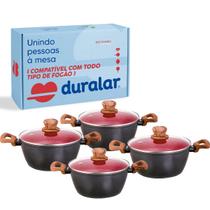 Jogo de Panela Caçarola 4 Peças Cerâmica Red Marble Indução Fogão Cooktop Vermelho Duralar Jogo de Panela Caçarola 4 Peças Cerâmica Red Marble Indução Fogão Cooktop Vermelho Duralar