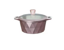 Jogo de Panela Cerâmica 5 peças Cozinha Indução Diamante Marmorizada Rose Bege